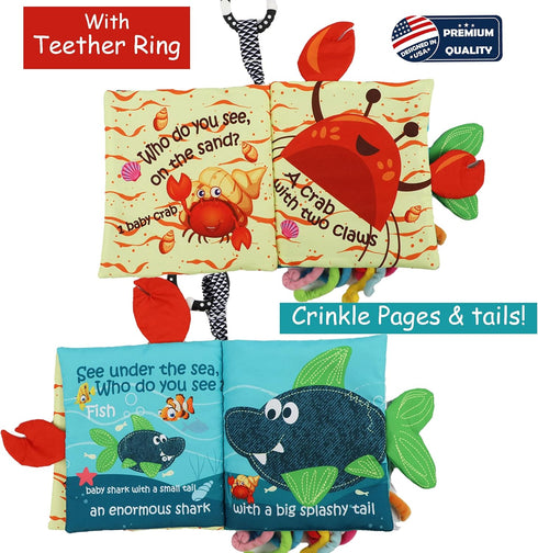 Baby Books Toys, Touch and Feel Cloth Soft Crinkle Books for Babies,Toddlers Infant,Early Learning Infant Tummy Time Sensory Toys,Baby Books 0-6 6...