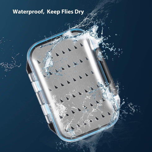 Gonex Fly Boxes for Fly Fishing Jig Boxes Two-Sided Waterproof Lightweight Fly Fishing Box Easy Grip Transparent Lid Fly Fishing Lures Box, 4.1"x ...