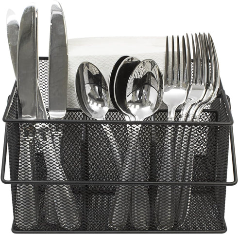 Sorbus® Utensil Caddy — Silverware, Napkin Holder, and Condiment Organizer — Multi-Purpose Steel Mesh Caddy—Ideal for Kitchen, Dining, Entertainin...