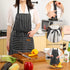 Tosewever 2 Pieces Kitchen Cooking Aprons, Cotton Polyester Blend Adjustable Bib Aprons with 2 Pockets for Women Men Chef Chef (Black/Brown Stripe...