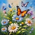 Fabric Panel 14"x14" Flowers Butterflies 100% Cotton Quilting Sewing Square AM1927...