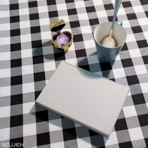 Buffalo Plaid Tablecloth 35 ? 35" - Black and White Checkered Tablecloth Style, Machine Washable Polyester, Waterproof, Easy to Care, Durable Smal...