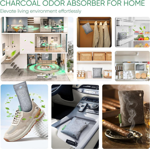 Activated Charcoal Odor Absorber,6 Pack Nature Odor Eliminator for Shoes, Bamboo Charcoal Air Purifying Bags,Shoe Deodorizer and Moisture Absorber...