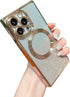 for Square iPhone 13 Pro Case Glitter Magnetic Compatible with MagSafe Full Camera Lens Protection Luxury Plating Cute Bling Clear Shockproof Slim...