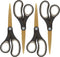 Westcott 55848 8-Inch Titanium-Bonded Scissors For Office and Home, Black/Gold, 4 Pack...