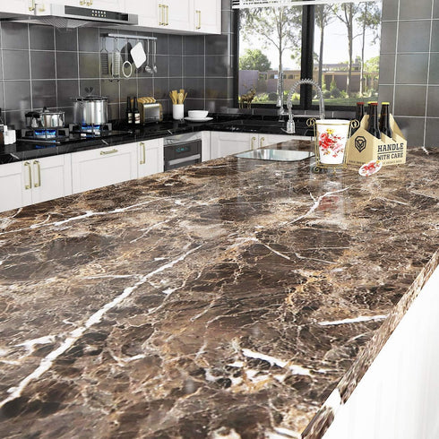 Livelynine Self Adhesive Wallpaper for Kitchen Counter Top Covers Marble Contact Paper Peel and Stick Countertops Waterproof Furniture Table Stick...