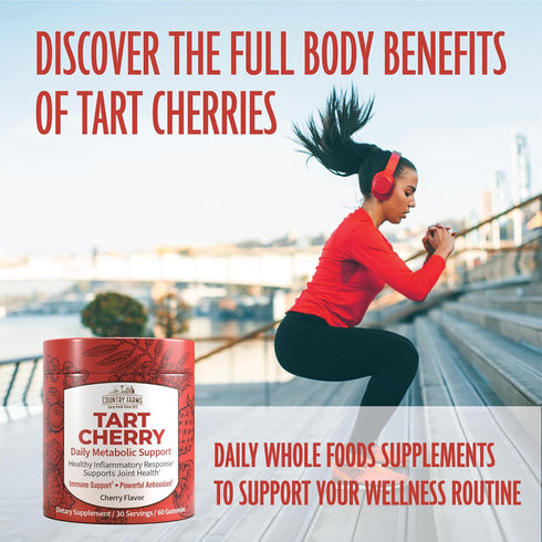 COUNTRY FARMS Tart Cherry Gummies, Dialy Metabolic Support, Supports Joint Health, Packed with Potent Antioxidants, Cherry Flavor, 60 Gummies...