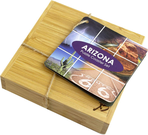 Totally Bamboo Arizona State Puzzle 4 Piece Bamboo Coaster Set with Case...