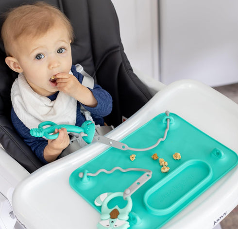 Busy Baby Teething Spoon - 2-in-1 Teether and Training Spoon for Self Feeding, Dishwasher Safe, BPA Free, Food Grade Silicone (Blue)...