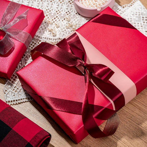 RUSPEPA Red Matte Wrapping Paper - Solid Color Pearly - lustre Paper Perfect for Wedding, Birthday, Christmas, Baby Shower -17 Inches X 32.8 Feet...