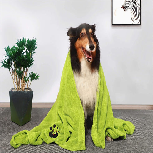 Extra Large Dog Towels for Drying Dogs Super Absorbent Soft Microfiber Pet Bath Grooming Towel for Dogs and Cats & Other Pets (XL-55" * 36", Green...