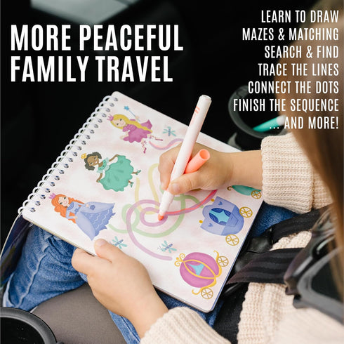 Kids Travel Educational Activity Book with Washable Markers - Car and Airplane Activities, Learning Toys for Toddlers- Search and Find, Reusable S...