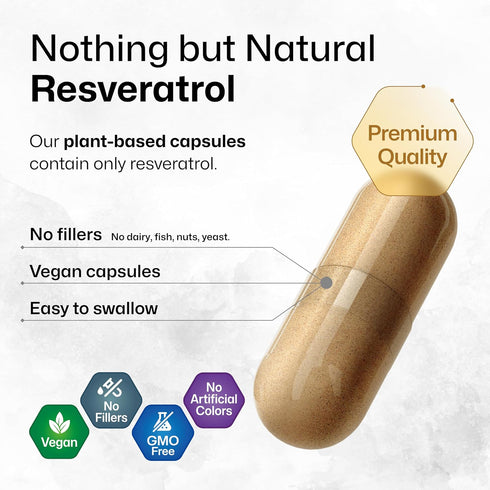 Resveratrol Capsules - Natural Antioxidant Resveratrol Supplement - Organic Resveratrol Powder 600 mg - Bioactive 98% Pure Trans Resveratrol - 100...