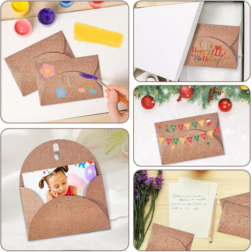 50PCS Mini Cards with Envelopes, Mini Envelopes with Heart Shaped Clasp, Small Cards with Envelopes Gift Card Envelopes Business Card Envelopes fo...
