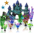 13 Pieces Aquarium Decorations Kit, Fish Tank Decorations Set Small Resin Castle and Rockery Betta Fish Cave Hideout Coral Artificial Plastic Plan...