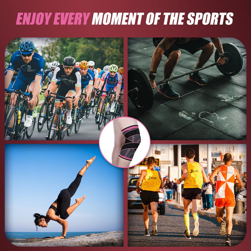 Knee Compression Sleeve with Strap, 1 Pack High Stretch Knee Sleeve Knee Support for Women Men, Knee Braces for Knee Pain Relief Arthritis Meniscu...