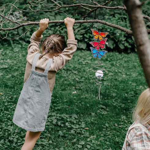 18" Wind Spinner Outdoor Hanging Metal Figurine Spinner for Garden Décor Ornament,Butterfly...