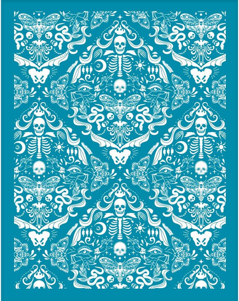 OLYCRAFT 4x5 Inch Skull Brocade Clay Stencils Skull Non-Adhesive Silk Screen Stencil Vintage Pattern Clay Silk Screen Reusable Mesh Transfer for P...