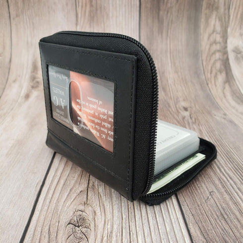 Mens Zip Around Leather Wallet with Inserts (Black)...
