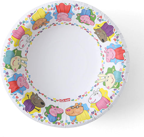 Glad for Kids 12 oz Peppa Pig Friends Paper Bowls, 20 Ct | Disposable Paper Bowls | Kids Bowls for Everyday Use | Disposable Bowls with Fun Kids P...