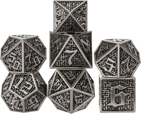 UDIXI Metal DND Dice 7PCS Polyhedral Dice Set D&D Metal MTG Dice Ancient Silver for RPG Dungeons and Dragons Role Playing Games...