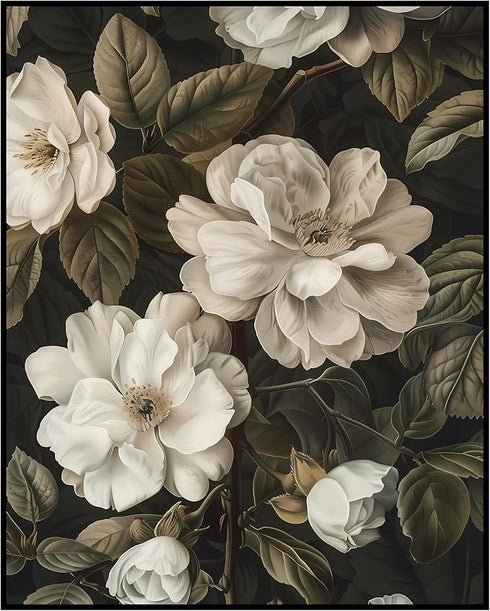 Posterizer 1 pcs-white flowers in the wild-nature decor-Floral & Botanical Art-Abstract & Modern Art-Decor for Home & Office- UNFRAMED Wall Art...