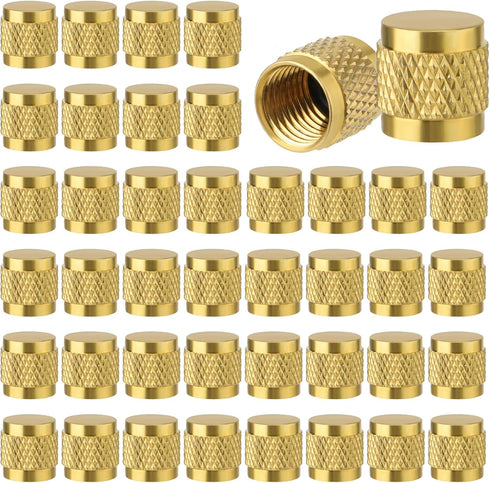 2pcs 1/4 Flare Caps, Round Brass with Neoprene O Ring Seal 7/16-20UNF Thread Flare Tube Fitting Stop Valve Cap for Air Conditioner Pipe Gas Line H...