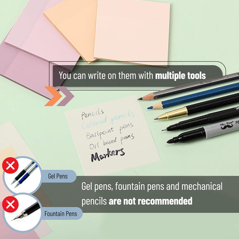 Mr. Pen- Transparent Sticky Notes, 3x3, 200 Sheets, Pastel Colors, See Through Sticky Notes, Sticky Notes Transparent, Translucent Sticky Notes, C...