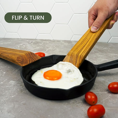 Mesquite Wooden Spatula for Cast Iron (9" & 12", Set of 2, Teak Wood) | For Cooking, Turning Eggs, and Stir Frying | Non Stick & Non Scratch...