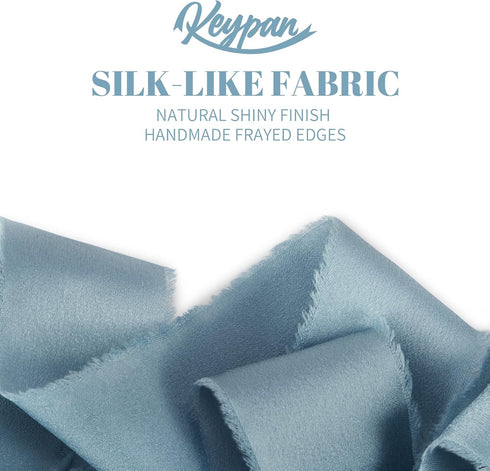 Dusty Blue Silk Ribbon, Satin Chiffon Frayed Fabric Ribbons for Gift Wrapping Crafts Flower Bouquets Wedding Invitation Decor Baby Shower 1-1/2 in...