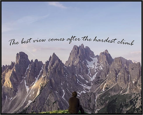 Posterizer 1 pcs-The best view comes after the hardest climb-Motivational & Inspirational Art-Quotes and Poems-Decor for Home & Office- UNFRAMED W...