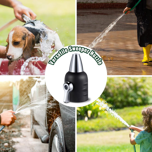 Feekoon Jet Nozzle with Shut Off, 3/4" GHT Sweeper Garden Hose End Zinc Nozzle with Shut Off Valve, Water Hose Sprayer Jet Nozzle for Garden Water...