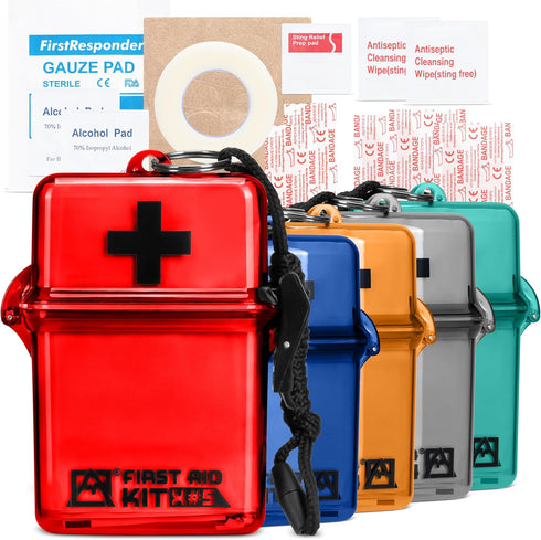 Avalanche Mini First Aid Kit - Essential 30 Piece Compact Kit in Waterproof Case with Carabiner - Camping Essential for Safety and Preparedness - ...