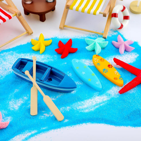 25 Pcs Beach Miniature Dollhouse Decoration, Umbrella Palm Chair Miniature Toys Garden Decorations Dollhouse Outdoor Accessories Beach Decorations...