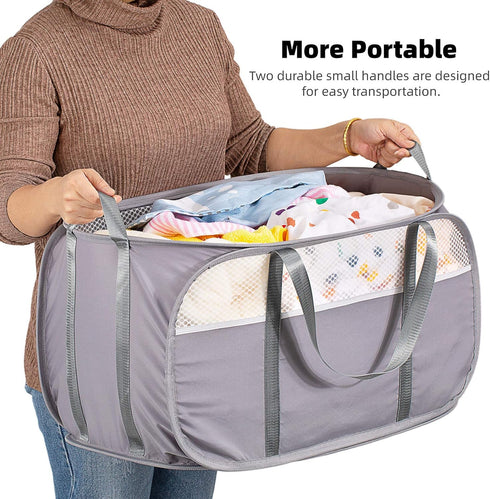 Tear Proof Pop Up Laundry Hampers, with Strong Handles Laundry Hamper, Easy to Carry & Go Up and Down Stairs, Honeycomb Mesh-Breathable, Easy to C...
