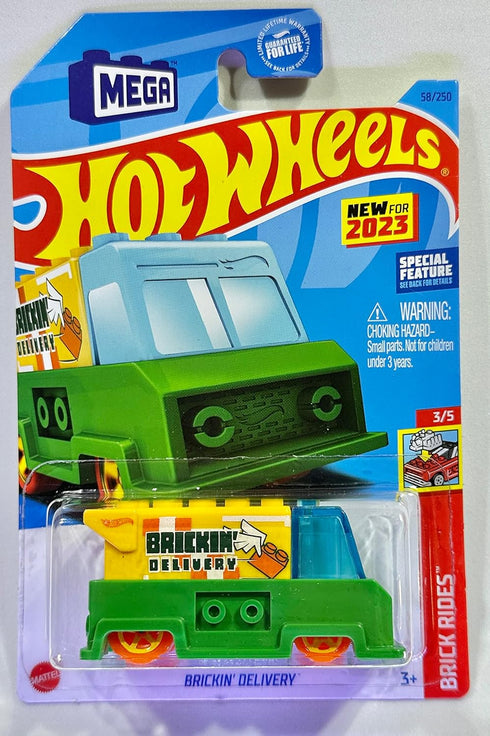 Hot Wheels - BRICKIN' DELIVERY - Brick Rides 3/5 - New for 2023 - Mega Blocks - Mint/NrMint Ships Bubble Wrapped in a Box...