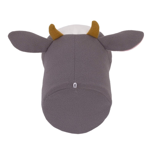 NoJo Plush Fleece Grey & White Cow Head Wall Decor, Charcoal, White, Peach...