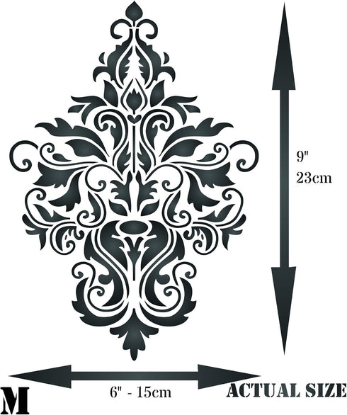 Damask Stencil, 6 x 9 inch (M) - Large Floral Allover Pattern Wall Stencils for Painting Template...