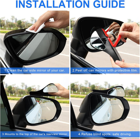 LivTee Blind Spot Mirror with Side Mirror Rain Guard, Carbon Fiber 2-in-1 Side Mirror Covers Kit with Wide Angle Adjustable Stick for Cars SUV and...
