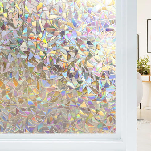 Haton Window Privacy Film, Stained Glass Rainbow Film Decorative Window Clings, Static Cling Sun Blocking Stickers Decals Coverings Tint for Home ...