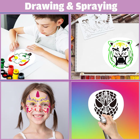 16 Pieces Face Drawing Stencils Mask Painting Templates DIY Stencils for Wood Wall Home Decorations Party Favor Supplies...