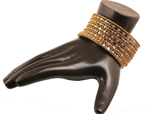 Touchstone "Golden Bangle Collection Beautifully Hand Hammered Exotic Grain Work Wrist Filler Indian Bollywood Designer Jewelry Metal Bangle Brace...