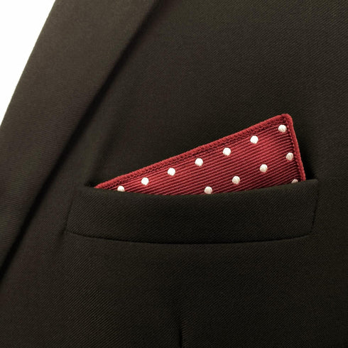 S&W SHLAX&WING Tie Sets for Men Wedding Necktie Red Burgundy Dot Extra Long Matching Pocket Square...