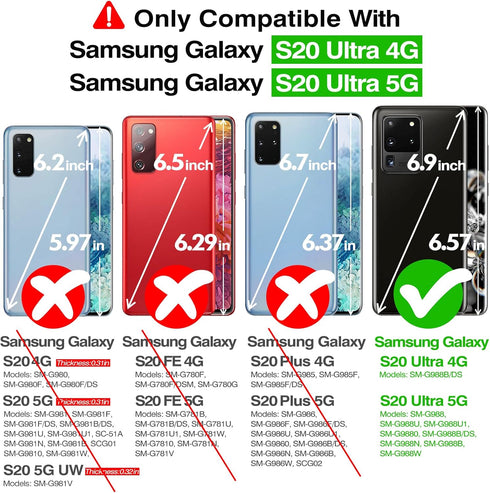 Rayboen for Samsung Galaxy S20 Ultra Case with 2X Soft Screen Protector, Crystal Clear Hybrid Designed Protective Shockproof Slim Phone Cover for ...