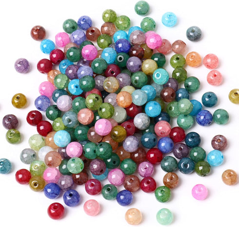 Cadikez 400PCS Natural Stone Beads 8MM Smooth Round Agate Gemstone Beads Spacer Beading Colorful Loose Beads Charms for DIY Bracelet Necklace Earr...