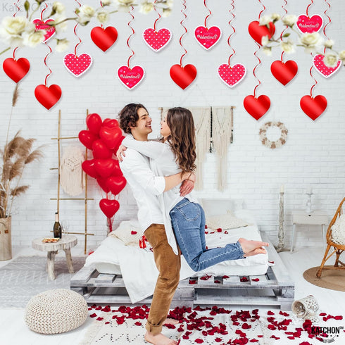 KatchOn, Red Hearts Valentines Hanging Decorations - Pack of 30, No DIY | Valentines Decorations Indoor, Hanging Hearts Decorations | Hanging Vale...