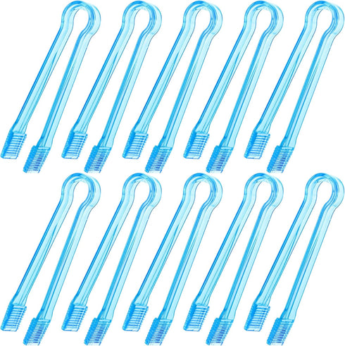 10 Pcs Plastic Buffet Serving Tongs, Clear Blue Kitchen Tongs Mini Serving Utensil Tongs for Food Ice Salad Buffet Barbecue Cookies, 6.3 Inches...