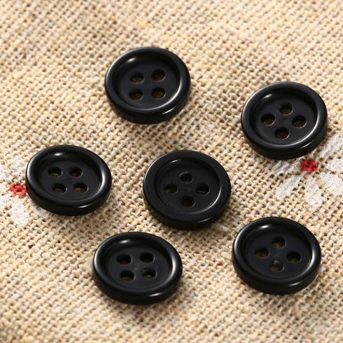 Dophee 100Pcs Wholesale 10mm Black Round Resin 4 Holes Clothes Sewing Buttons DIY Use...