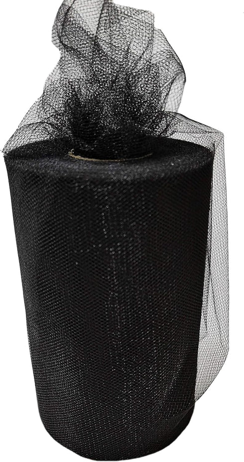 Lauthen.S Black Tulle Roll Spool Fabric for Sewing, Crafts and Wedding Baby Shower Party Decoration 6" x 100 Yards(300 Feet) Decorative Tulle Spoo...