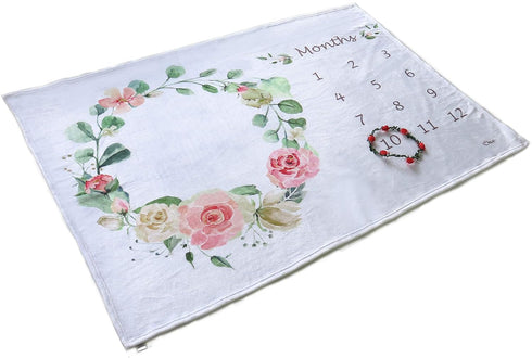 Baby Monthly Milestone Blanket for Girl & Boy - Floral Plush Fleece for Baby Photo – Baby Shower/Registry Gift – Baby Safe Soft Wrinkle Free - Swa...
